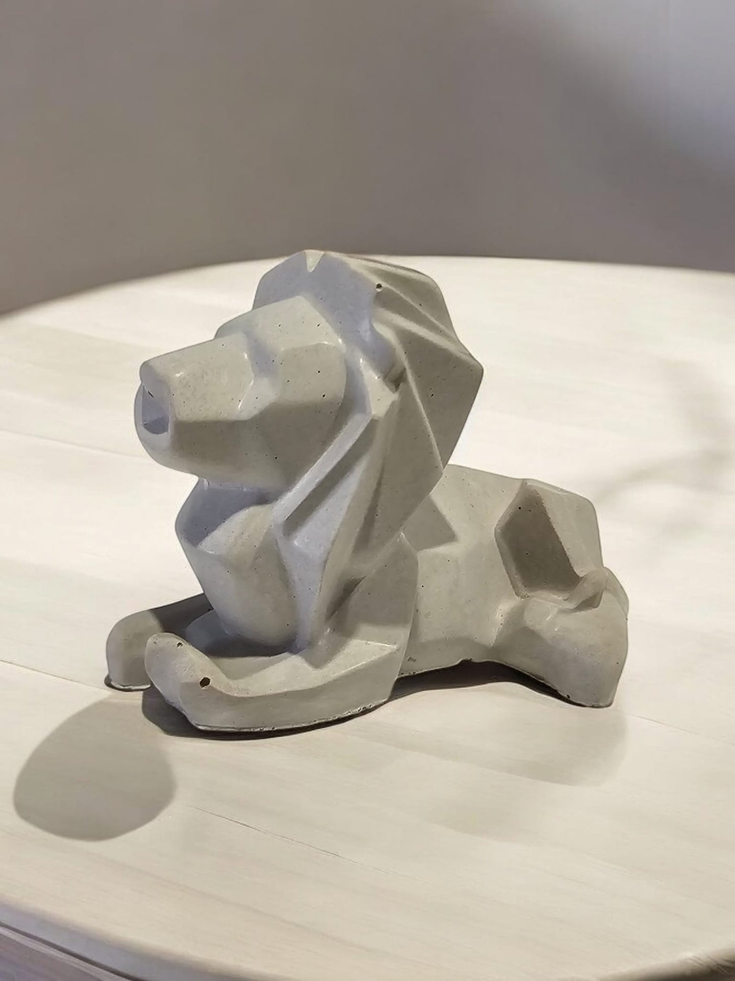 Majestic Geometric Lion Concrete Sculpture