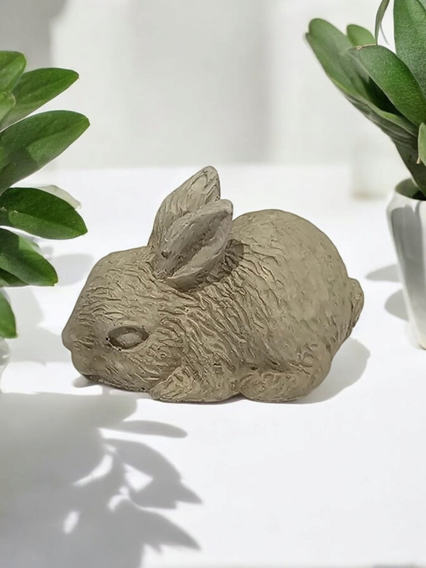 Handcrafted Concrete Bunny Figurine
