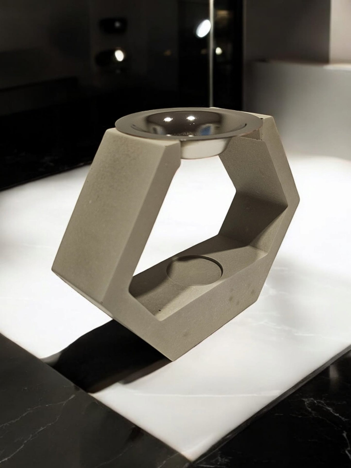 Modern Hexagonal Concrete Candle Holder