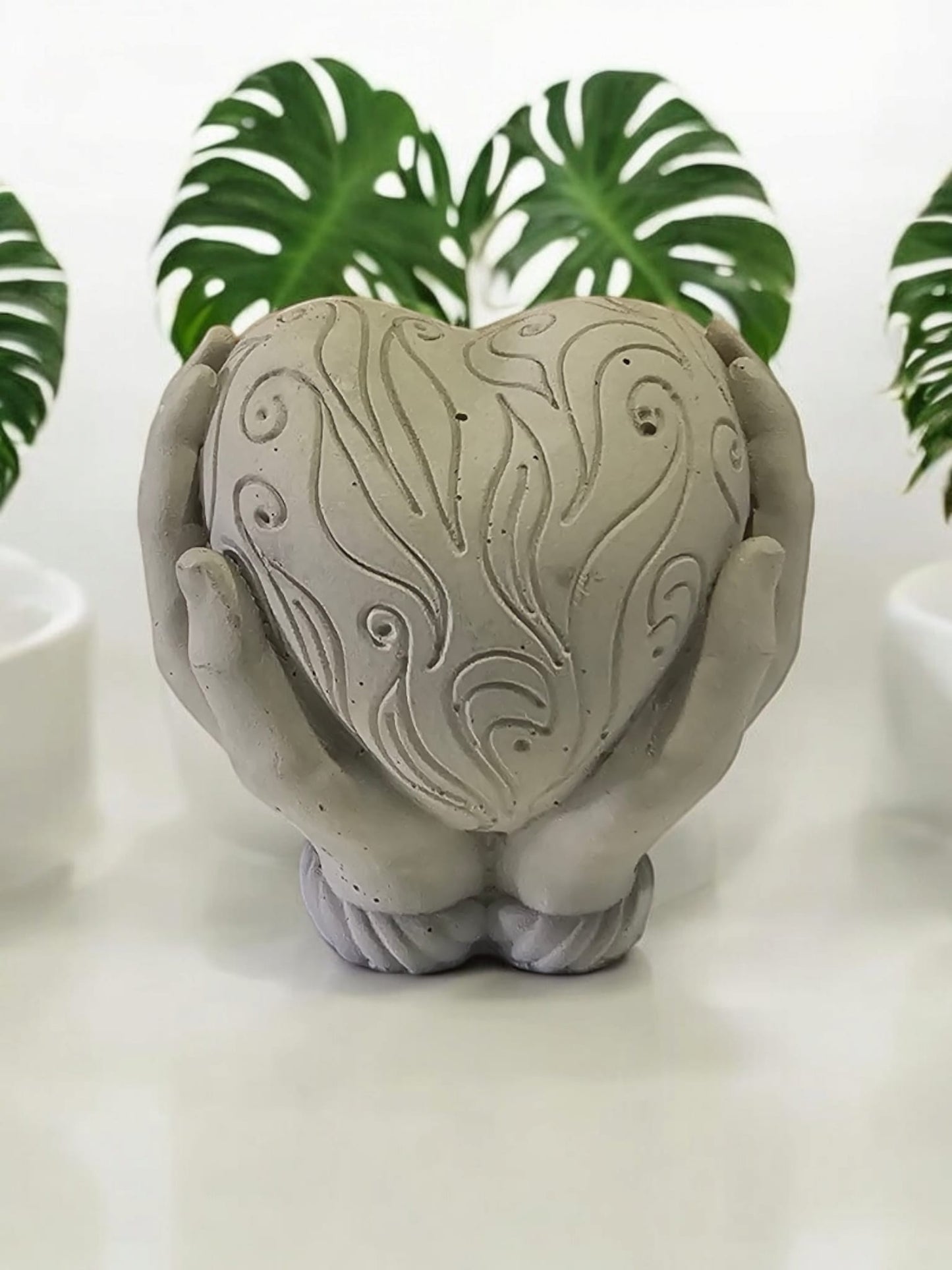 Embraced Heart Concrete Sculpture