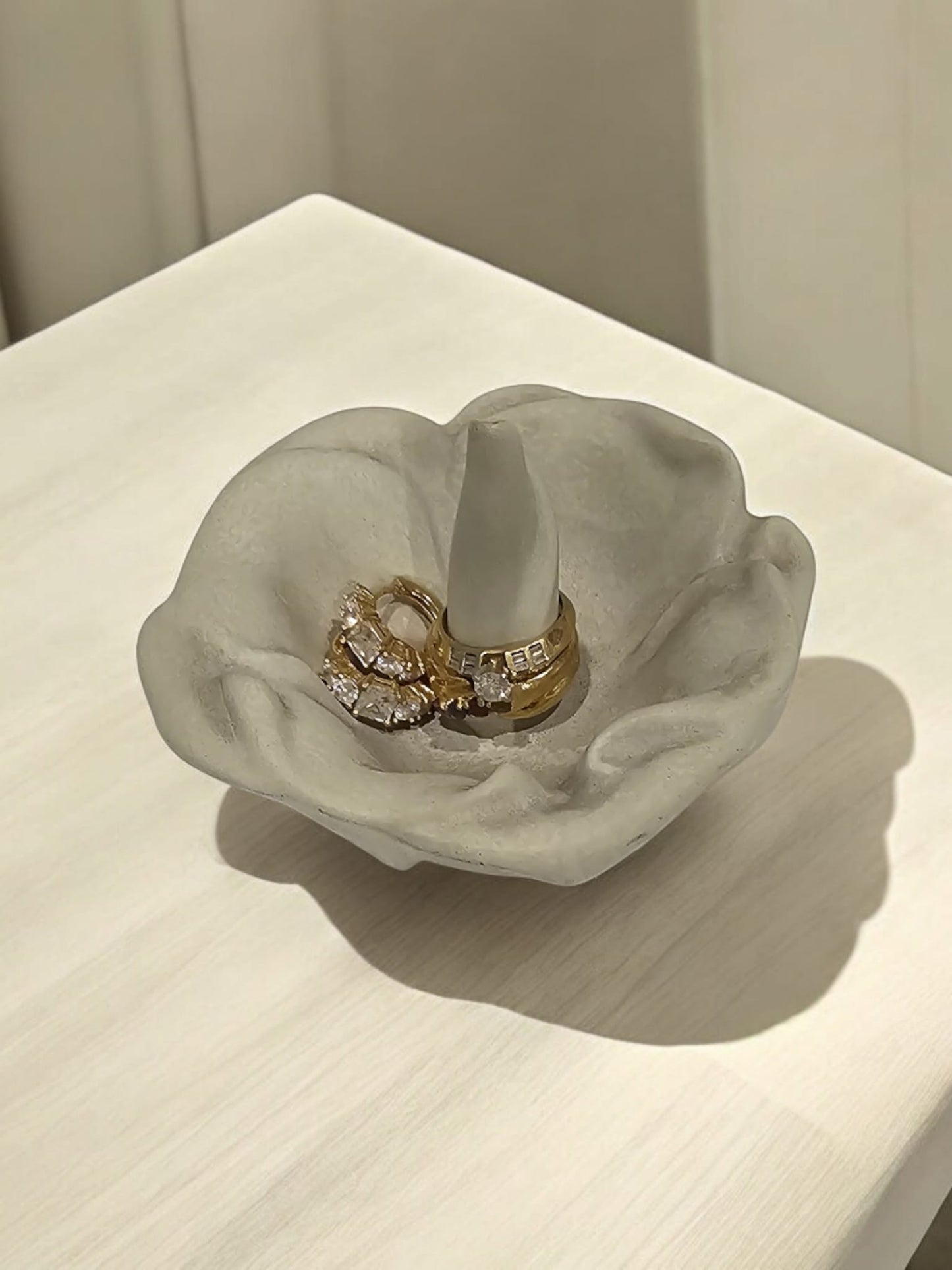 Handcrafted Concrete Floral Ring Holder