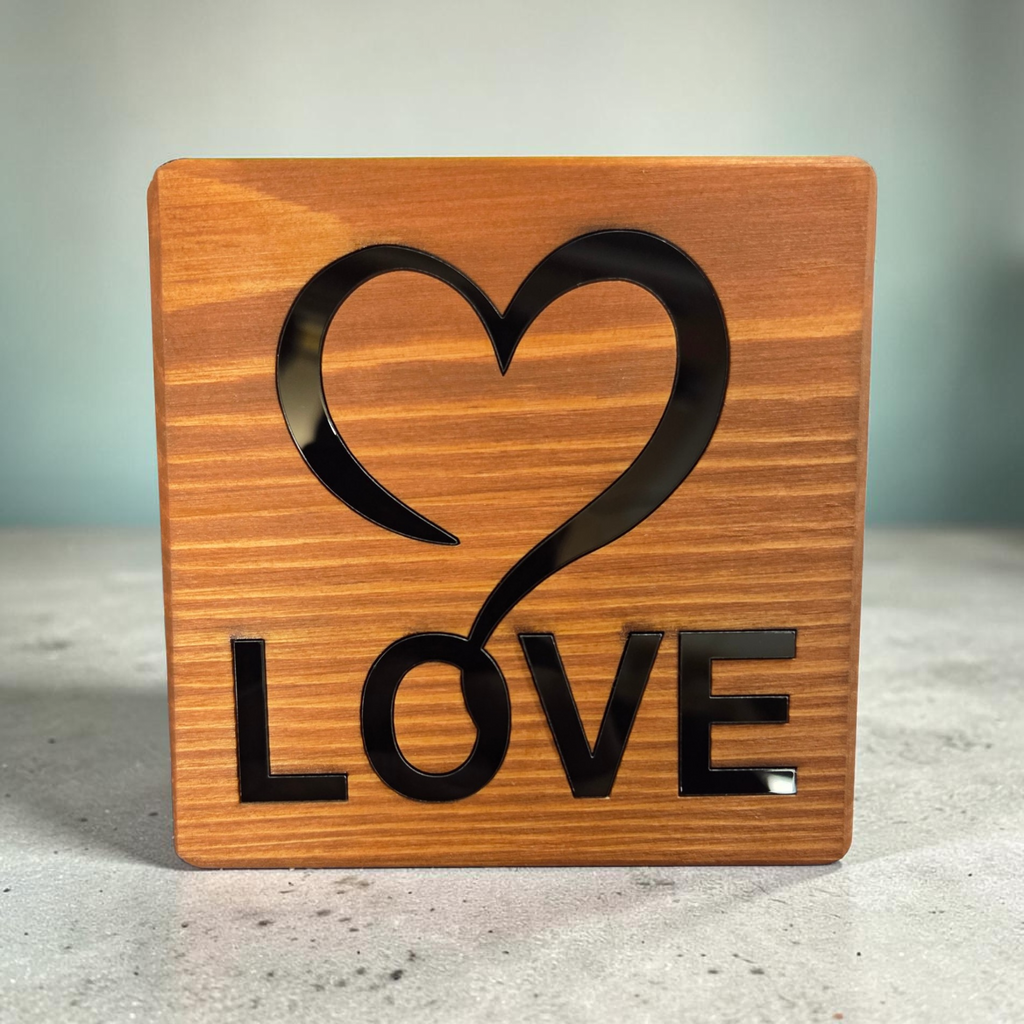 Black Acrylic Heart and Love Coaster