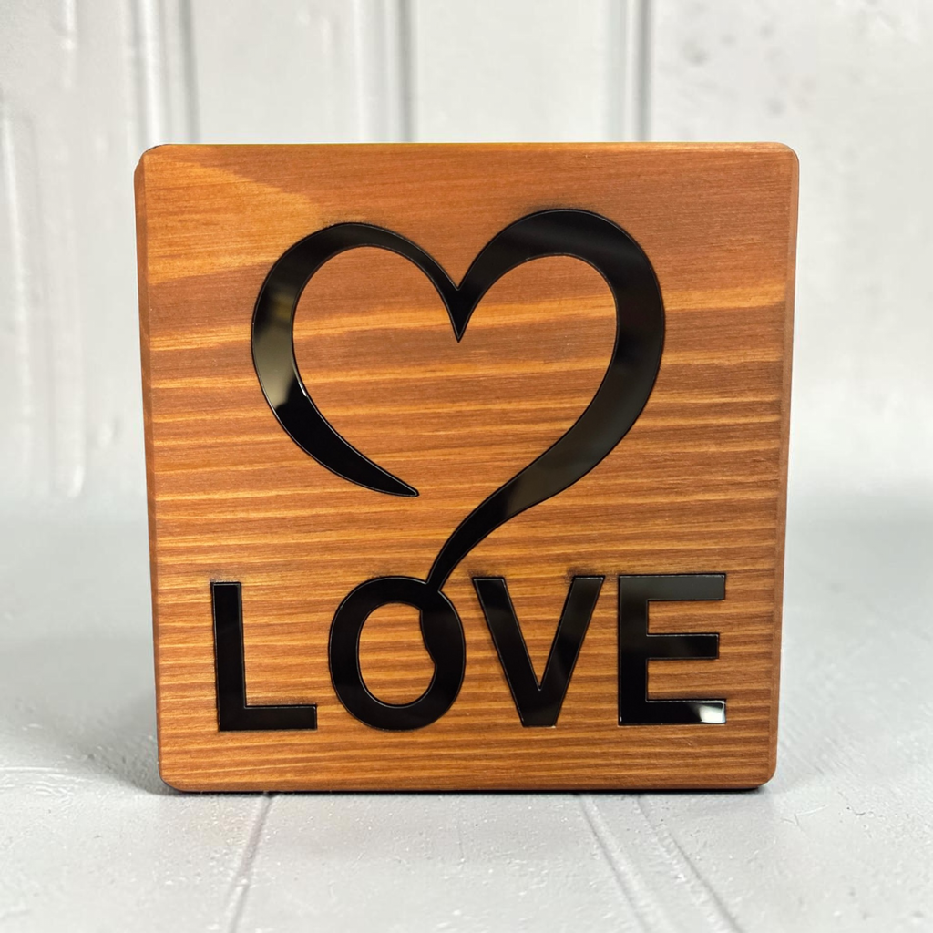 Black Acrylic Heart and Love Coaster