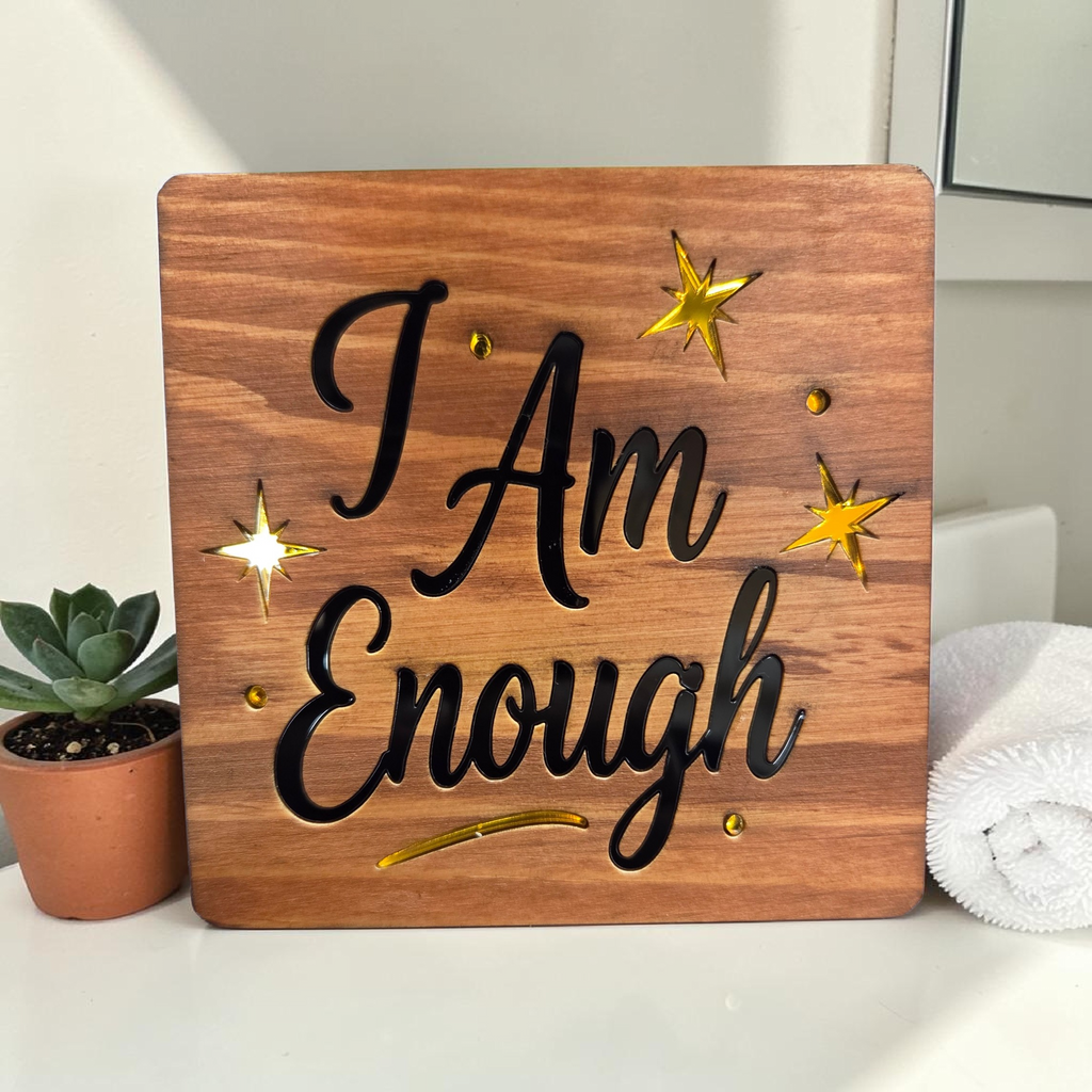 I Am Enough Wood Coaster