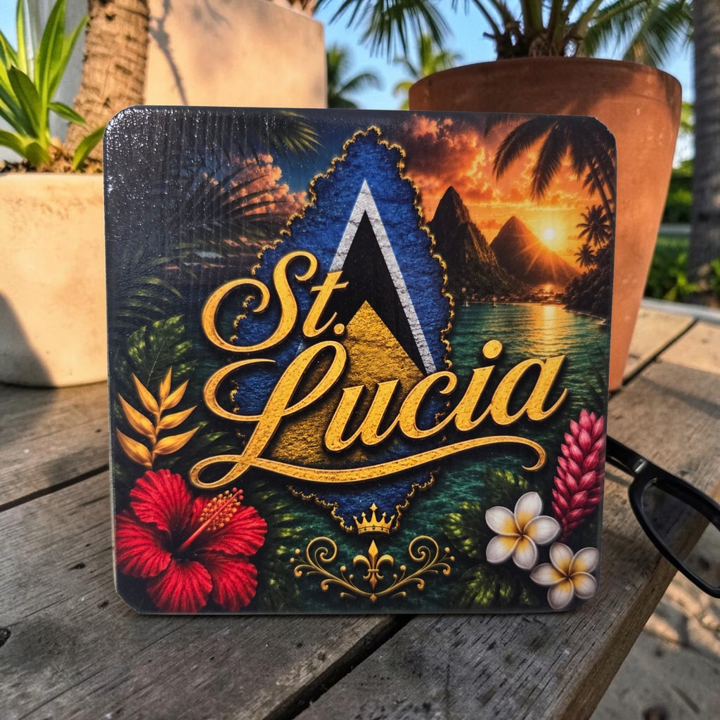 St. Lucia Island Pride Wood Coaster