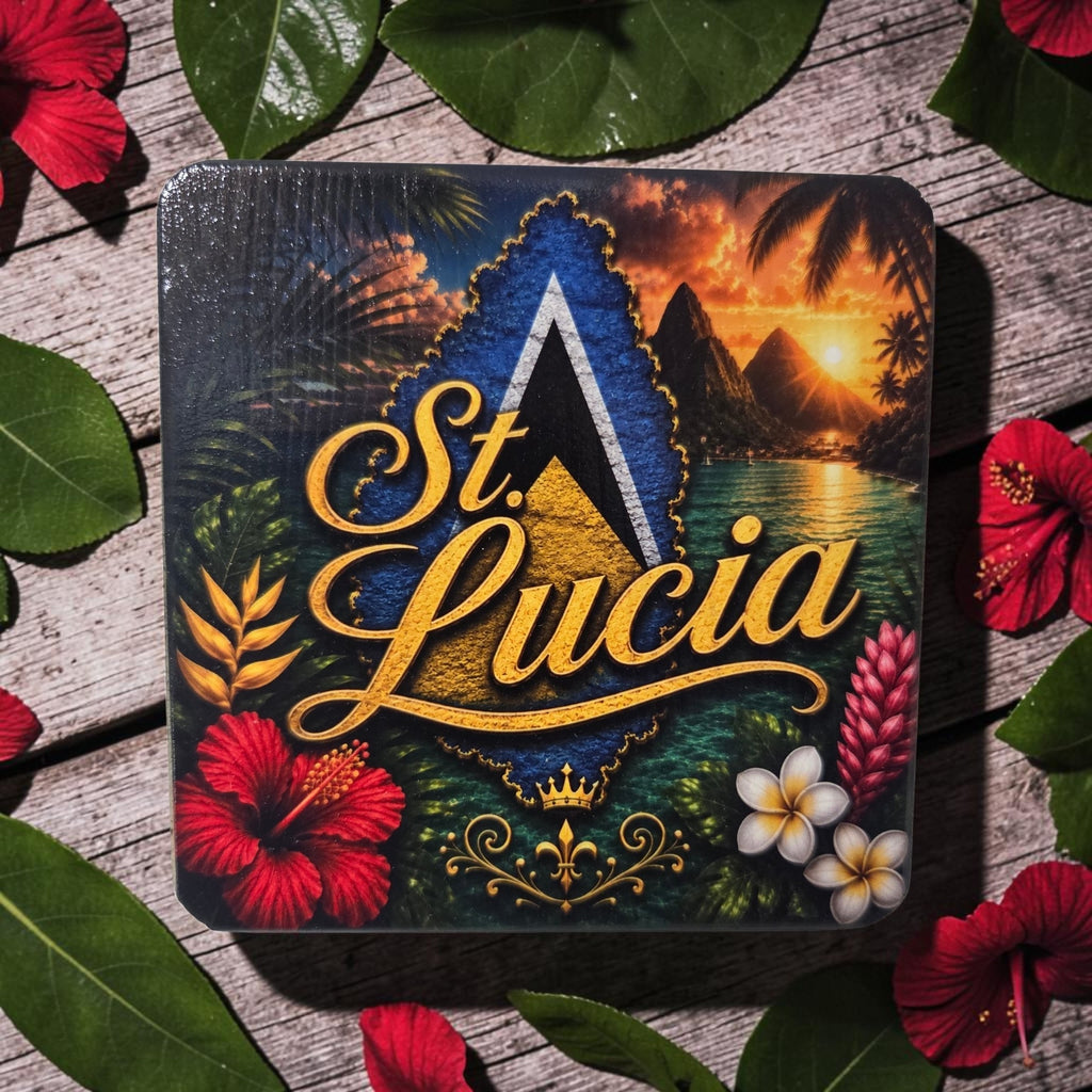 St. Lucia Island Pride Wood Coaster