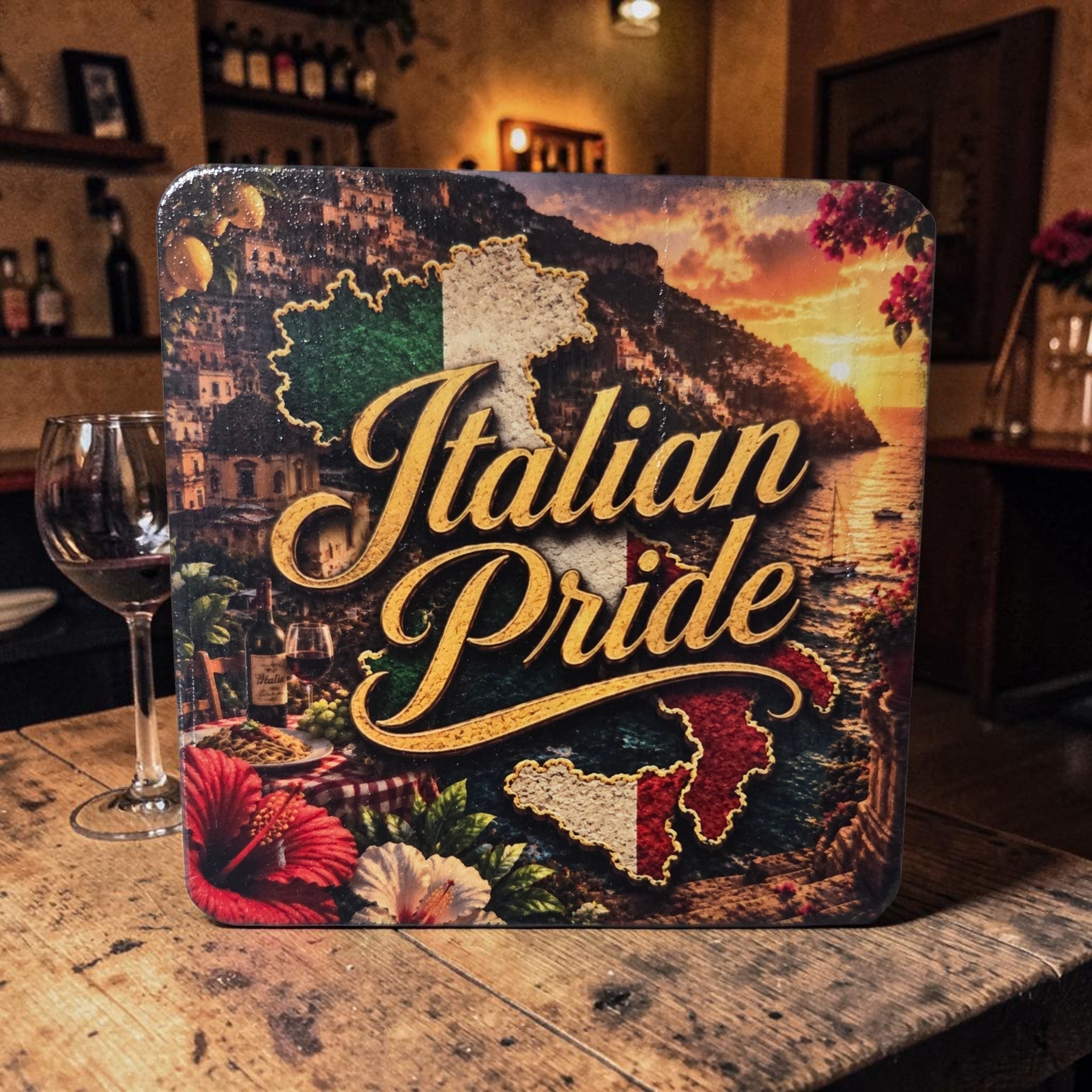 La Dolce Vita Italian Pride Wood Coaster