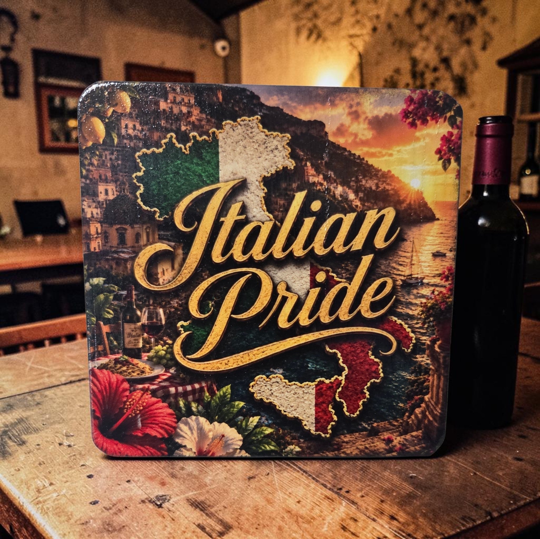La Dolce Vita Italian Pride Wood Coaster