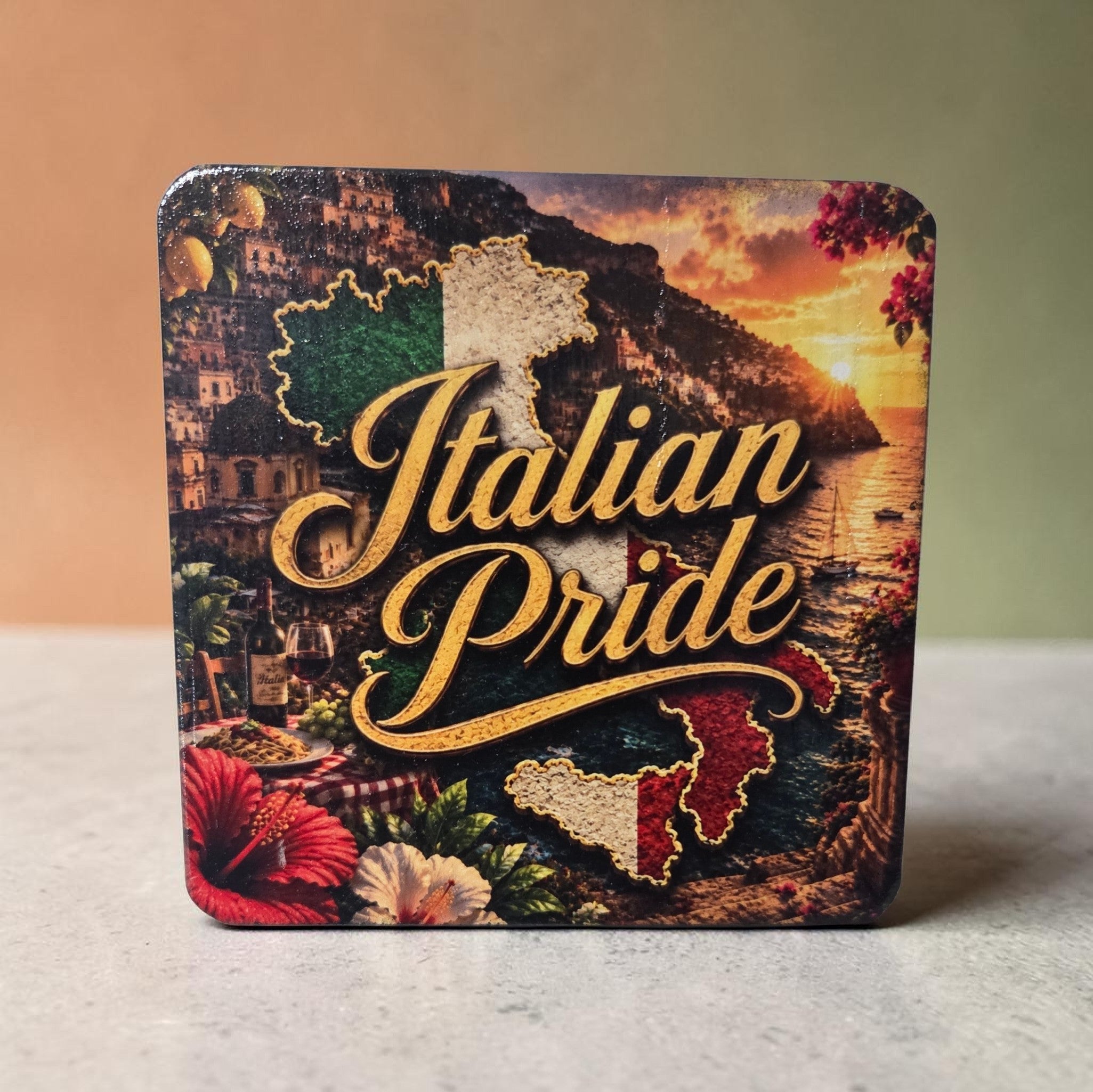 La Dolce Vita Italian Pride Wood Coaster