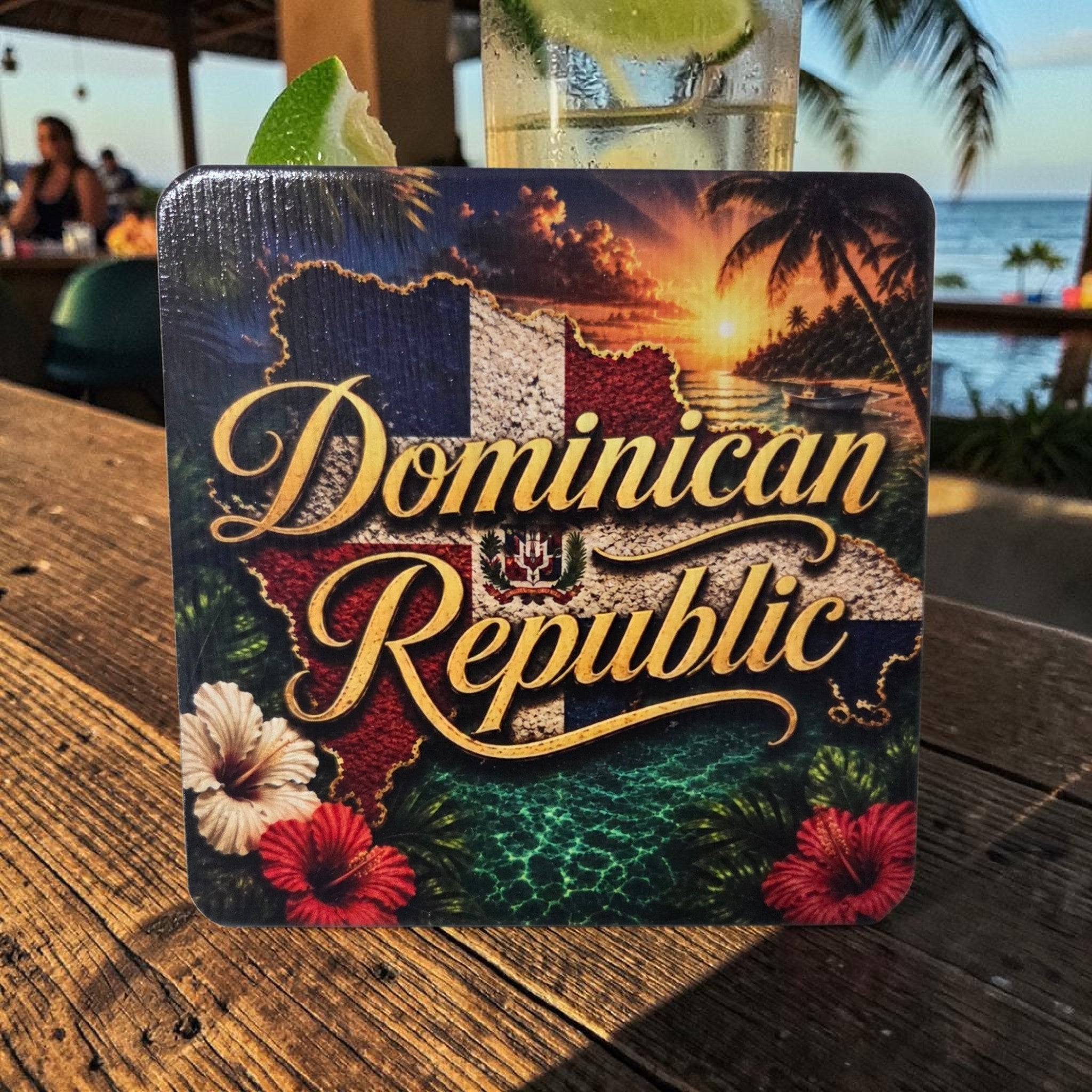 Dominican Republic Island Pride Wood Coaster