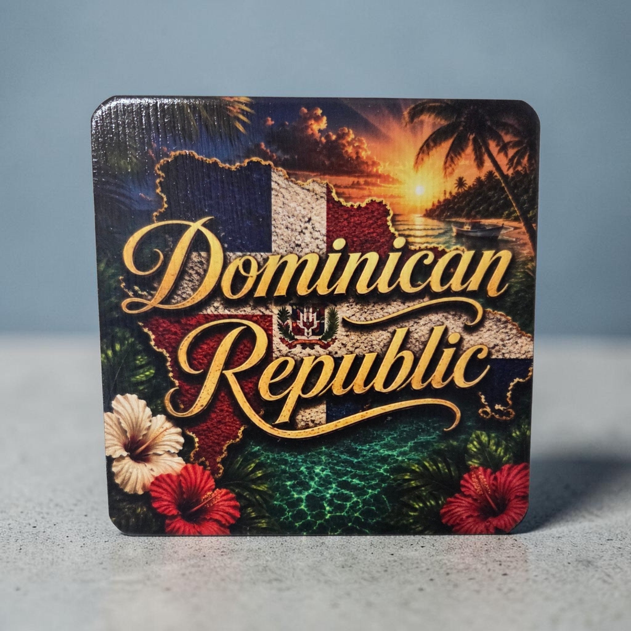Dominican Republic Island Pride Wood Coaster