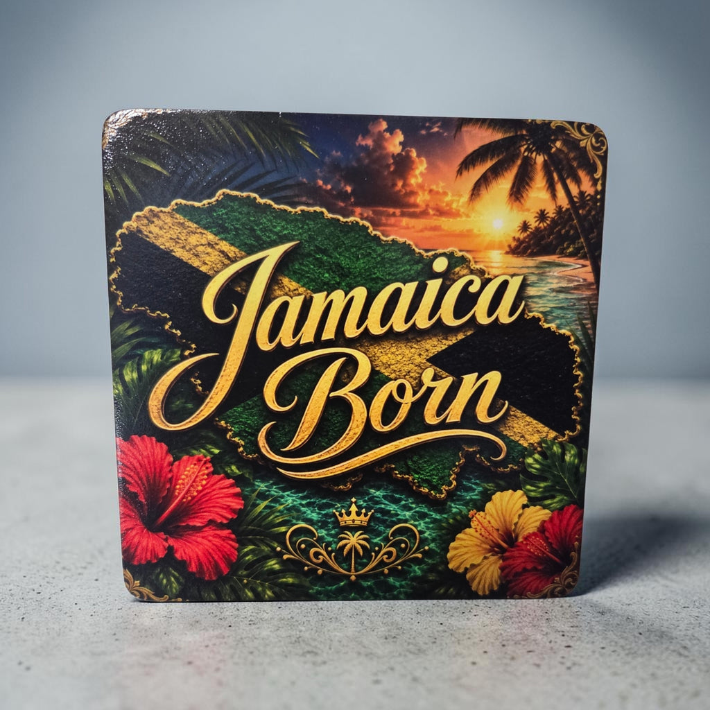 Jamaica Born, Island Raised Wood Coaster