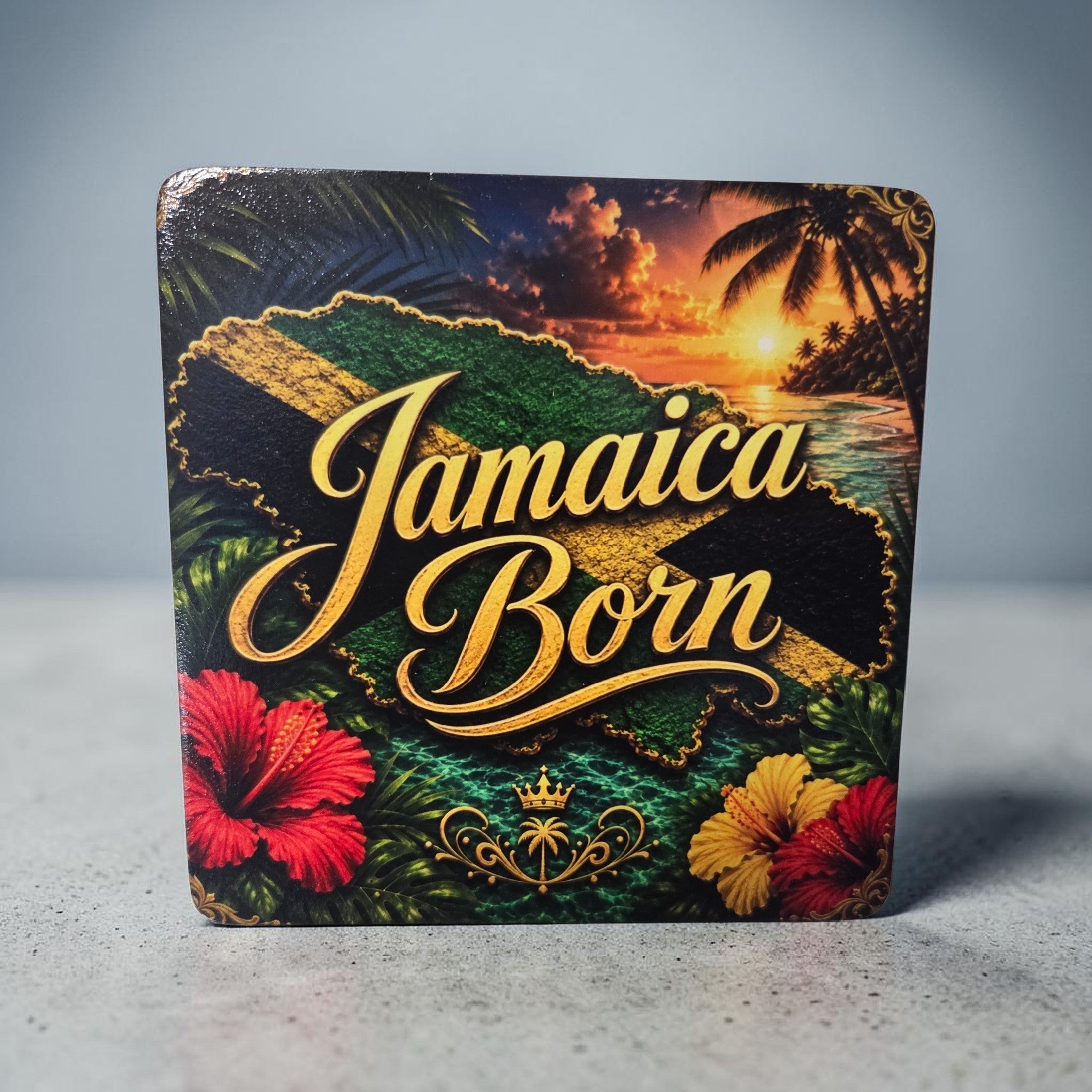 Jamaica Born, Island Raised Wood Coaster