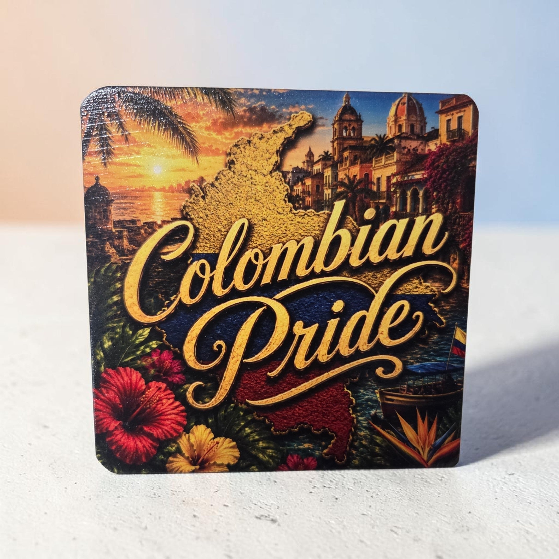 Colombian Pride Wood Coaster
