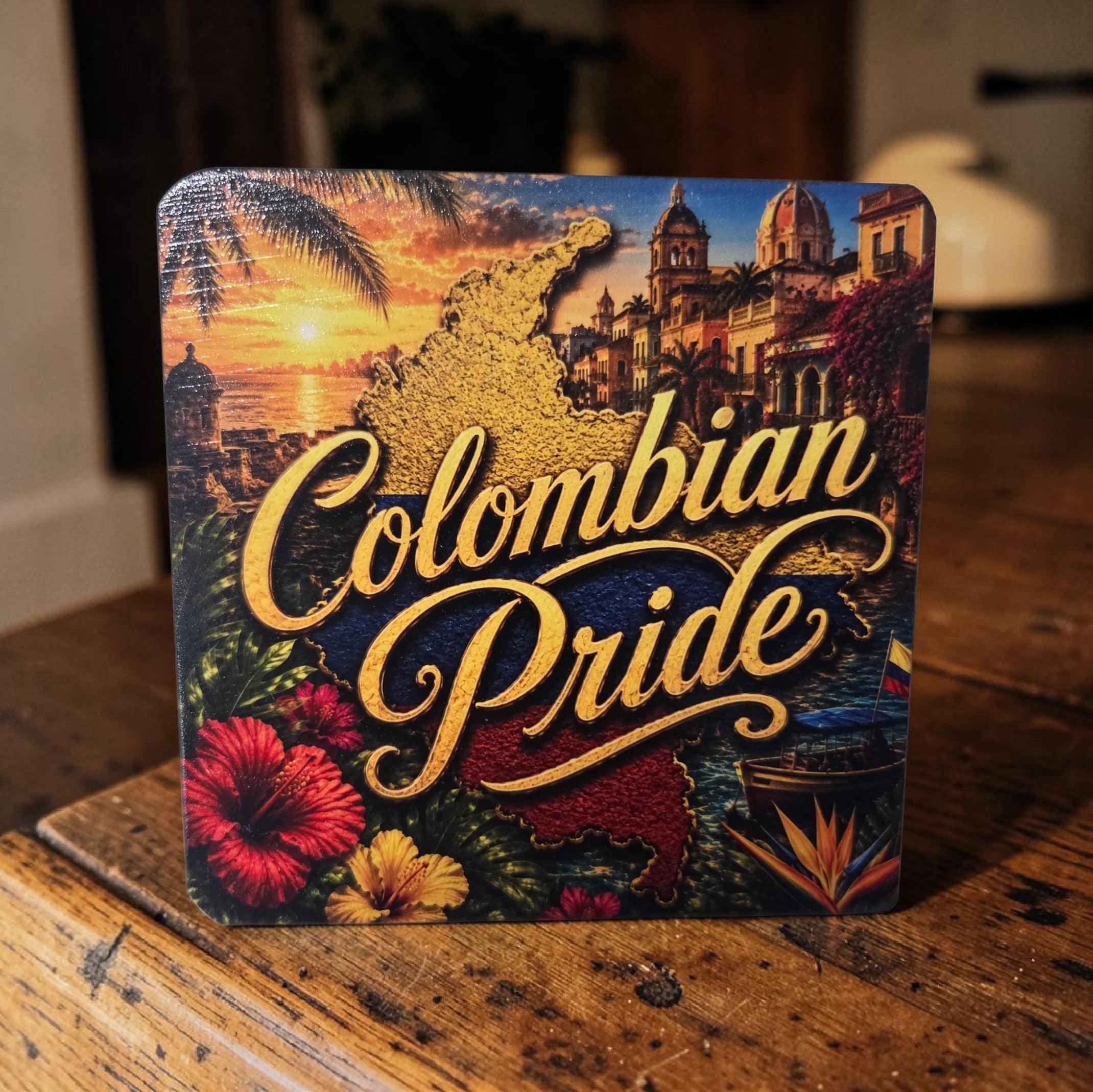 Colombian Pride Wood Coaster